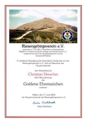 Riesengebirgsverein e.V. - Goldenes Ehrenzeichen